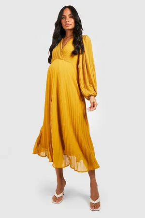 Boohoo Maternity Pleated Wrap Midaxi Dress