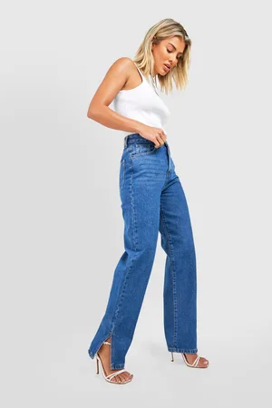 Boohoo Organic Denim Split Hem Straight Leg Jeans