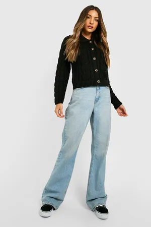 Boohoo Cable Detail Polo Collar Cardigan