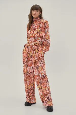Boohoo Print High Neck Long Sleeve Top