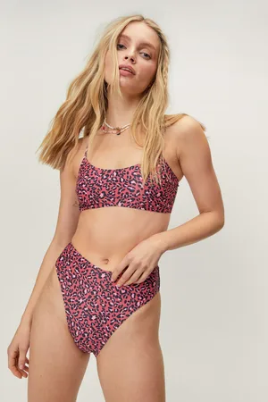 Boohoo Recycled Cropped High Leg Animal Print Bikini Set