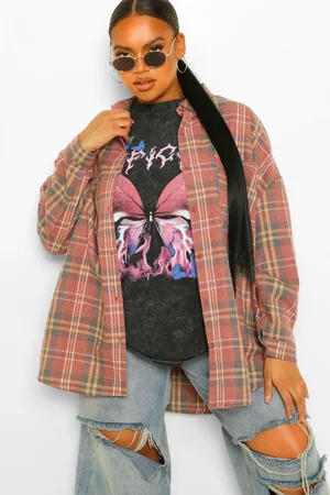 Boohoo Plus Oversized Boyfriend Check Shirt
