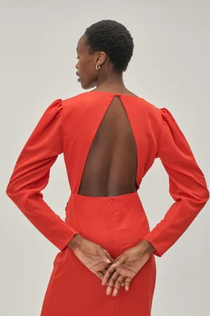 Boohoo Ruched Front Plunge Maxi Dress
