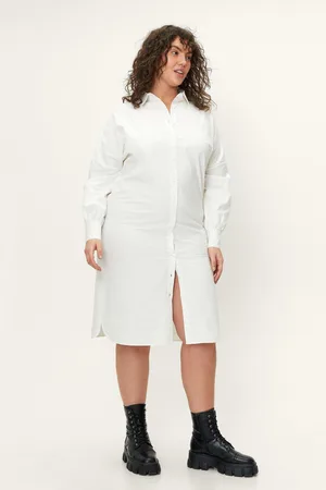 Boohoo Plus Size Button Down Midi Shirt Dress