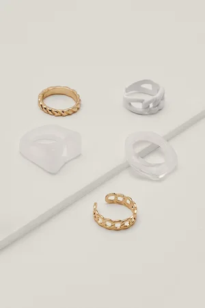 Boohoo Mixed 5pc Chunky Statement Ring Set