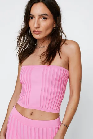 Boohoo Petite Stretch Rib Knitted Bandeau Top