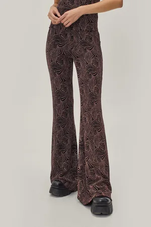 Boohoo Metallic High Waisted Flared Pants