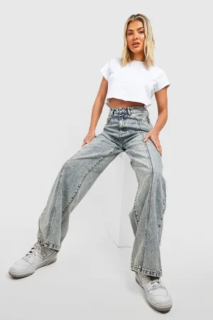 Boohoo Organic Denim Seam Front Wide Leg Jeans