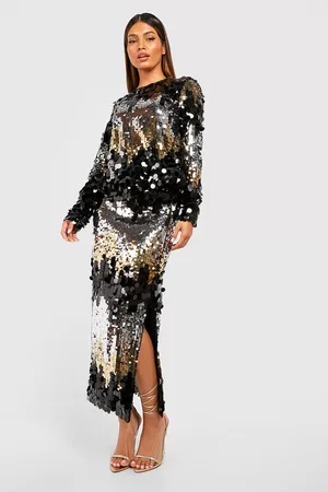 Boohoo Multi Sequin Split Side Midaxi Skirt