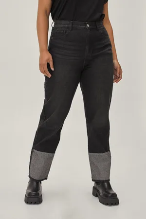 Boohoo Plus Size Organic Denim Contrast Hem Jeans