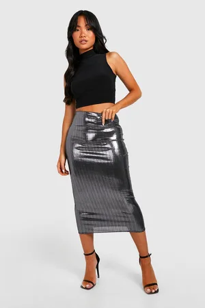 Boohoo Petite Metallic Midaxi Skirt