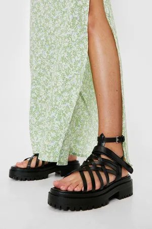 Boohoo Faux Leather Strappy Platform Sandals