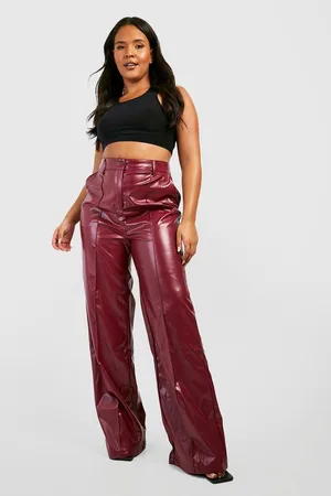 Boohoo Plus Premium Leather Look Wide Leg PU Trousers