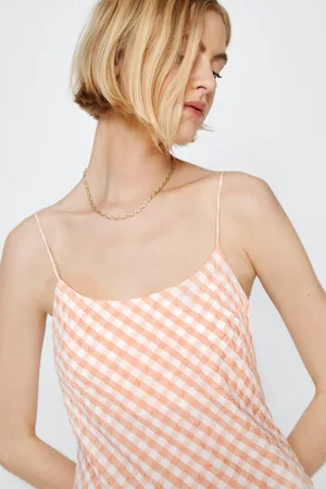 Boohoo Dame Korte kjoler - Strappy Cami Gingham Check Mini Dress