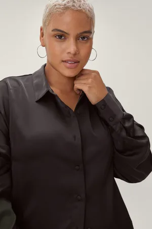 Boohoo Plus Size Recycled Satin Oversized Shirt