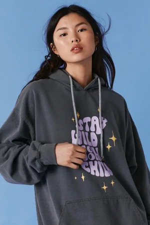 Boohoo Graphic Oversized Acid Wash Hoodie