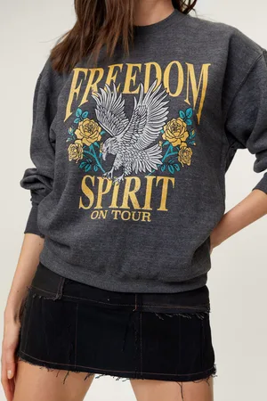 Boohoo Graphic Freedom Spirit Oversized Sweatshirt