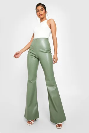 Boohoo Mix & Match Leather Look Flared Trousers