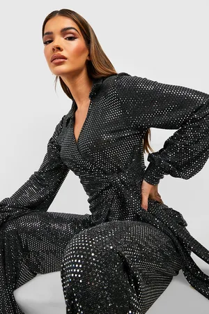 Boohoo Sequin Tie Side Shirt