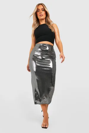 Boohoo Plus Metallic Midaxi Skirt