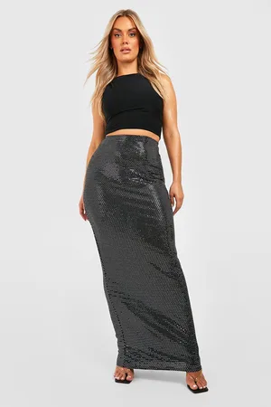 Boohoo Plus Metallic Maxi Skirt