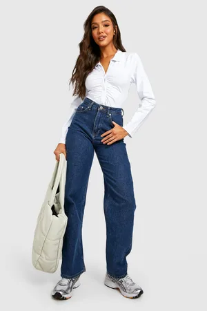 Boohoo Ruched Fitted Jersey Collared Shirt