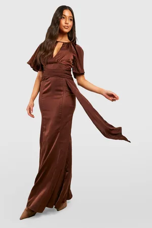 Boohoo Bridesmaid Chiffon Angel Sleeve Maxi Dress