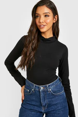 Boohoo High Neck Long Sleeve Jersey Bodysuit