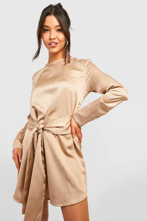 Boohoo Satin Twist Detail Shift Dress