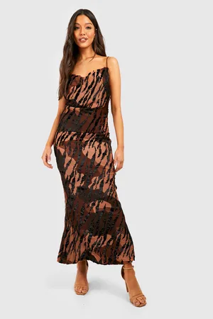 Boohoo Devore Zebra Cowl Neck Maxi Dress