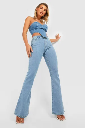 Boohoo Pull On Butt Shaper Flared Denim Jegging