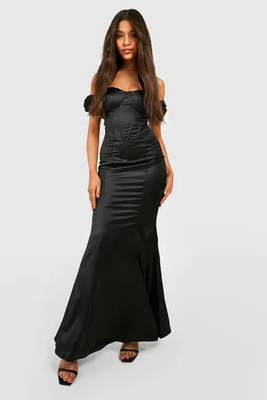 Boohoo Corset Floral Detail Fishtail Maxi Dress