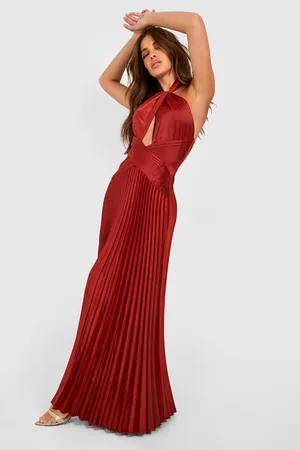 Boohoo Satin Twist Halterneck Maxi Dress