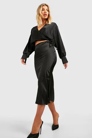 Boohoo Satin Bias Midaxi Slip Skirt