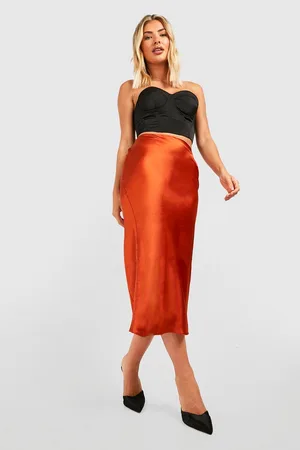 Boohoo Satin Bias Midaxi Slip Skirt
