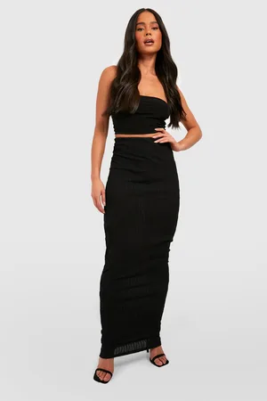 Boohoo Petite Textured Ripple Maxi Skirt