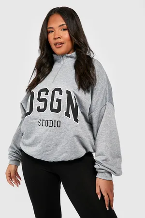 Boohoo Plus Dsgn Studio Half Zip Oversized Sweater