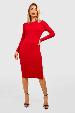 Boohoo Crew Neck Split Midi Dress