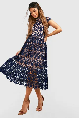 Boohoo Boutique Lace Midi Skater Bridesmaid Dress