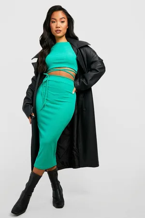 Boohoo Petite Rib Midaxi Skirt