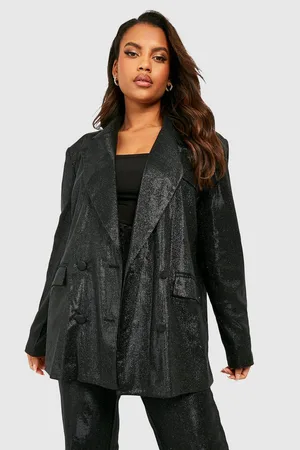 Boohoo Plus Glitter Oversized Tailored Blazer