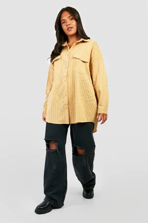 Boohoo Plus Poplin Stripe Oversized Shirt