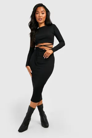 Boohoo Petite Rib Midaxi Skirt