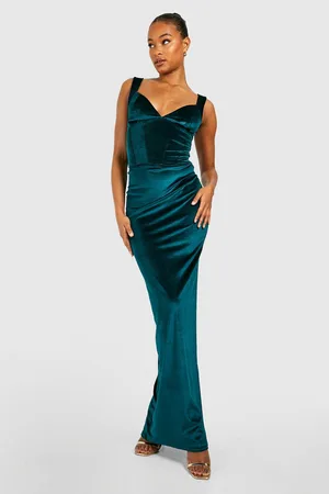 Boohoo Tall Velvet Maxi Slip Skirt