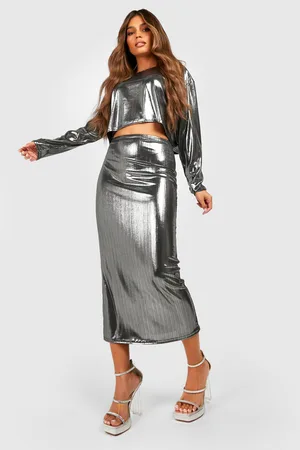 Boohoo Metallic Midaxi Skirt