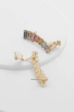 Boohoo Rainbow Baguette Emerald Cut Ear Climber