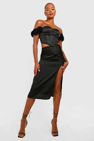 Boohoo Tall Satin Rose Corset Top