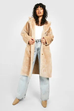 Boohoo Textured Bonded Faux Fur Coat