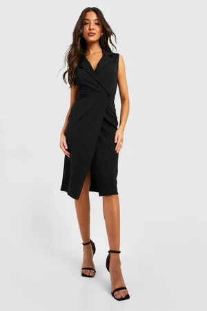 Boohoo Wrap Front Tailored Midi Dress