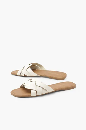 Boohoo Wide Fit Woven Strap Sliders
